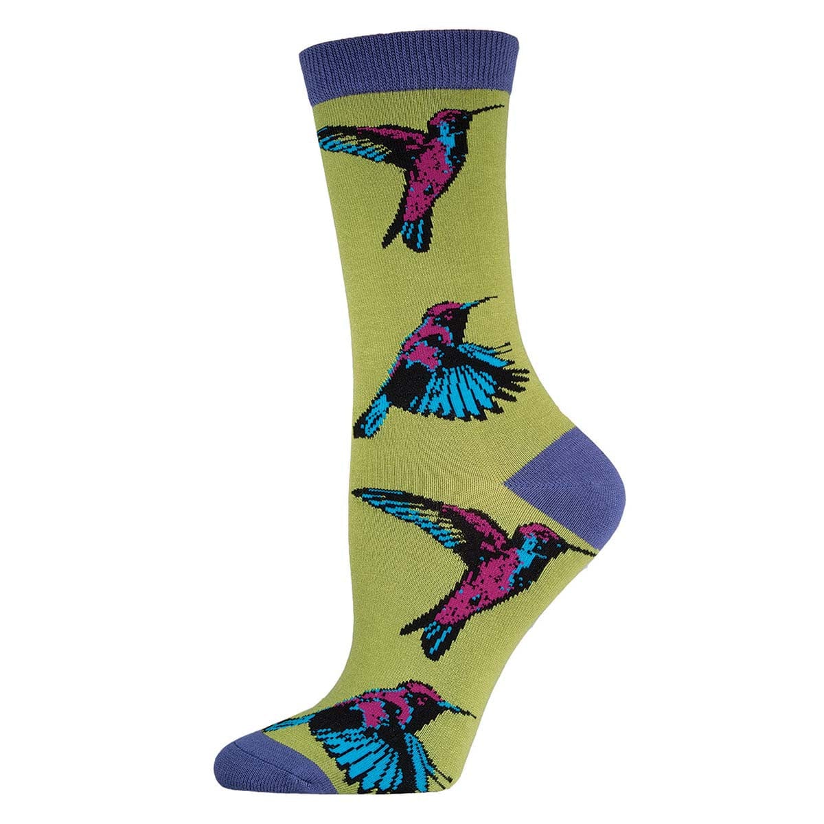 Hummingbirds Women's Bamboo Crew Socks Green