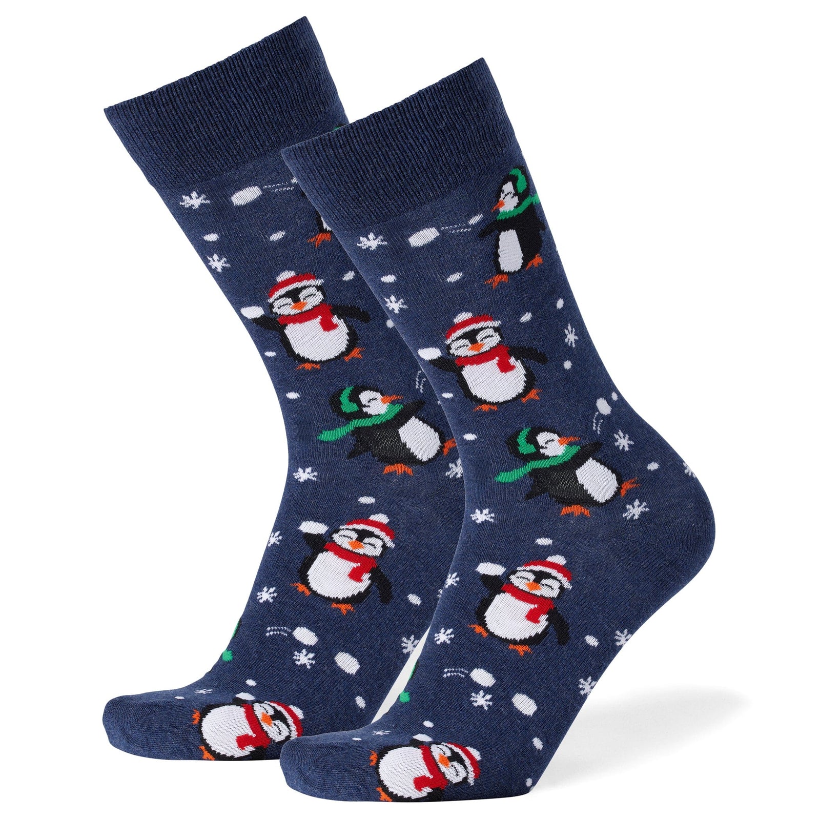 Winter Penguins Crew Socks Blue
