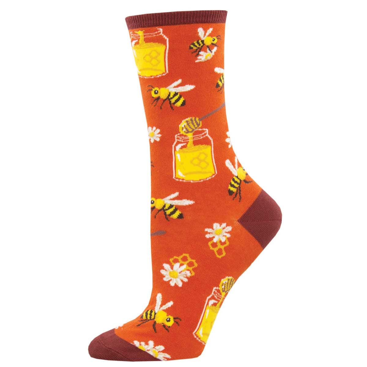 Bee My Honey Women&#39;s Crew Socks Orange