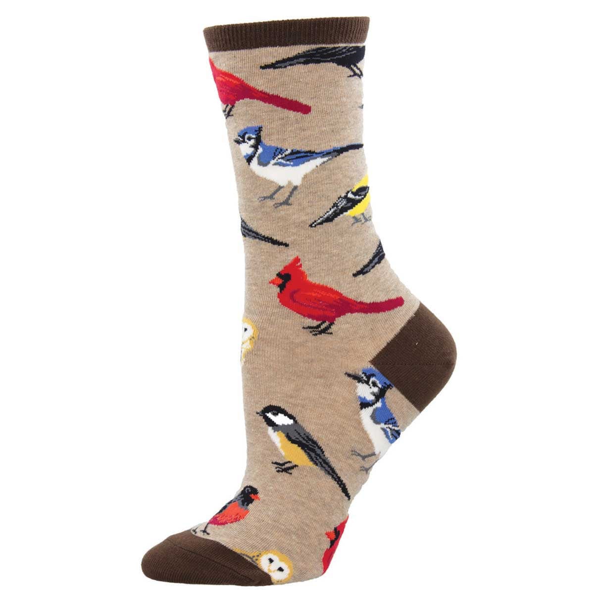 Bird Is The Word Women's Crew Socks Tan