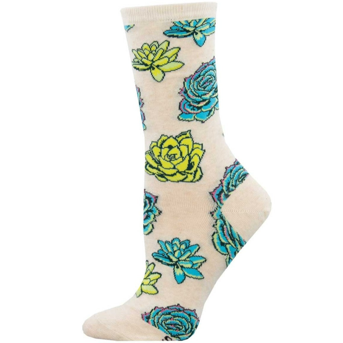 Succulents Women&#39;s Crew Socks Ivory