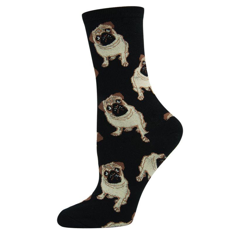 Pugs Socks Women's Crew Sock Black