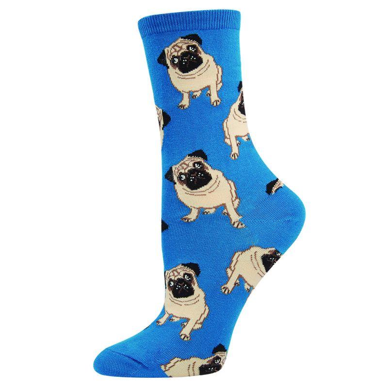 Pugs Socks Women's Crew Sock Blue
