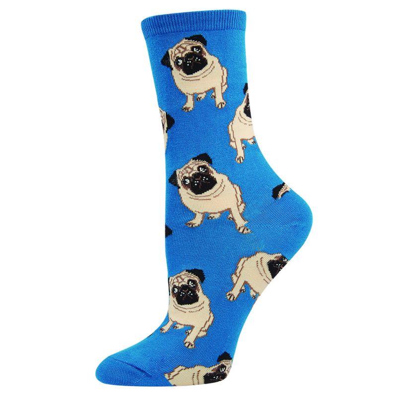 Pugs Socks Blue Women's Crew Sock Blue