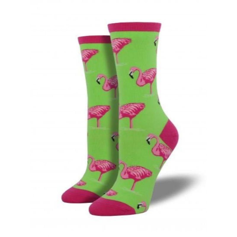 Flamingo Socks Women&#39;s Crew Sock Lime