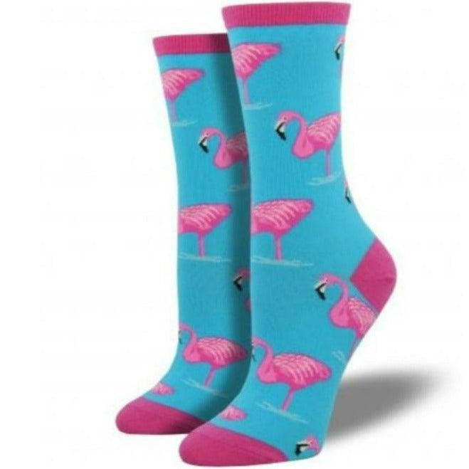 Flamingo Socks Women&#39;s Crew Sock Aqua
