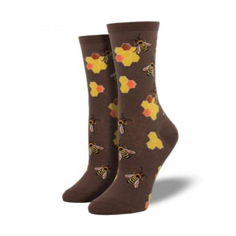 Busy Bees Socks Women's Crew Sock Brown