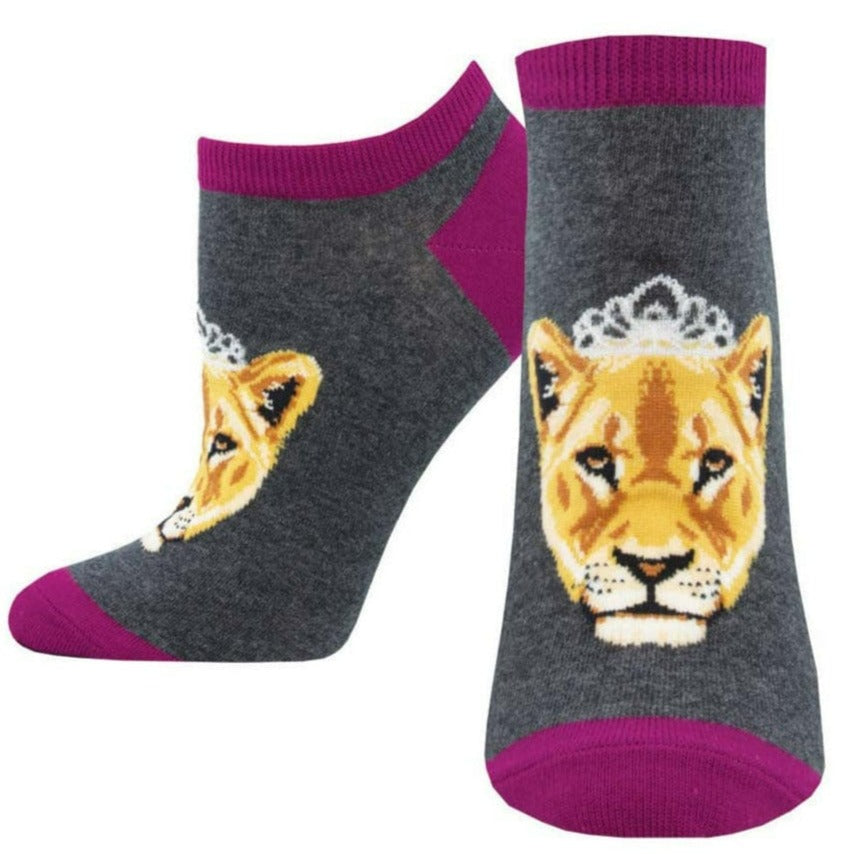 Queen Of The Pride Women's Ankle Socks Charcoal
