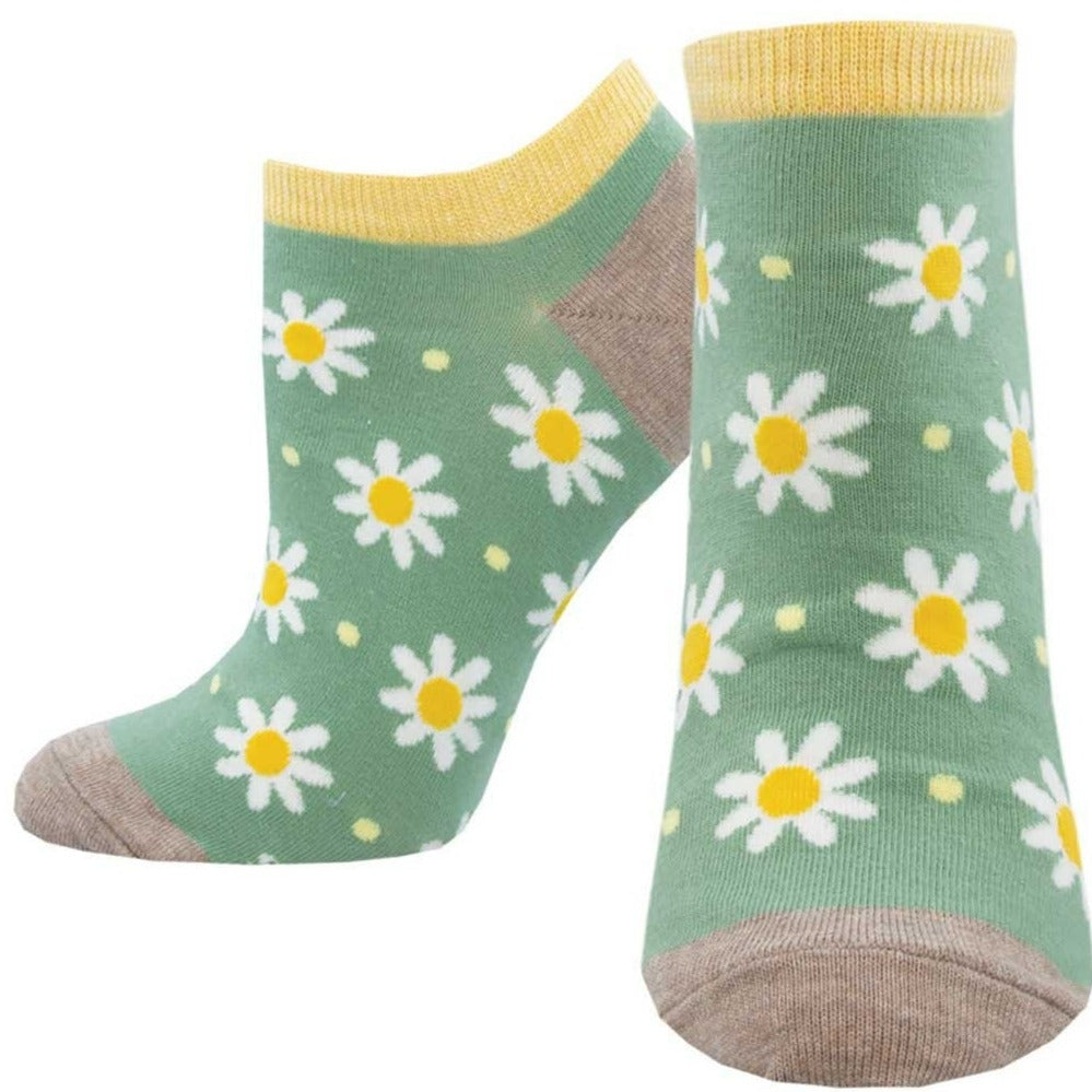 Dots and Daisies Women's Ankle Socks Green