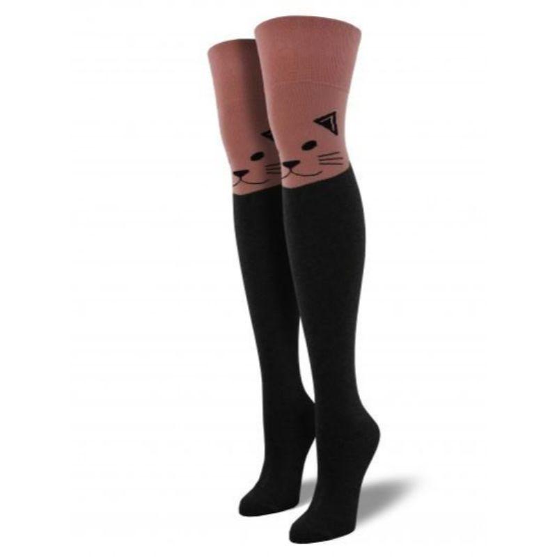 Cat Over the Knee Socks Women&#39;s Thigh High Socks Dusty Rose