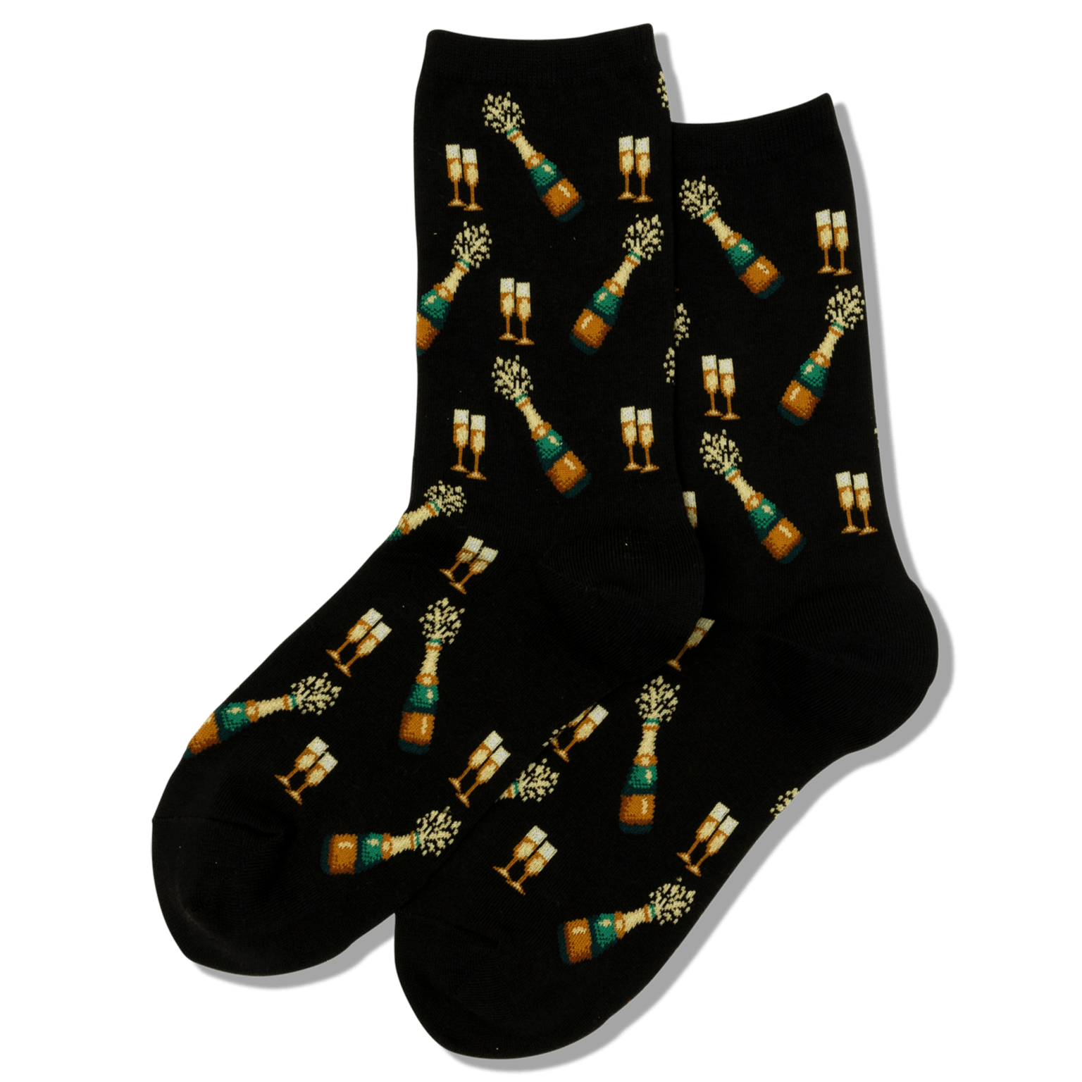 Champagne Bottles Crew Socks Men's / Black