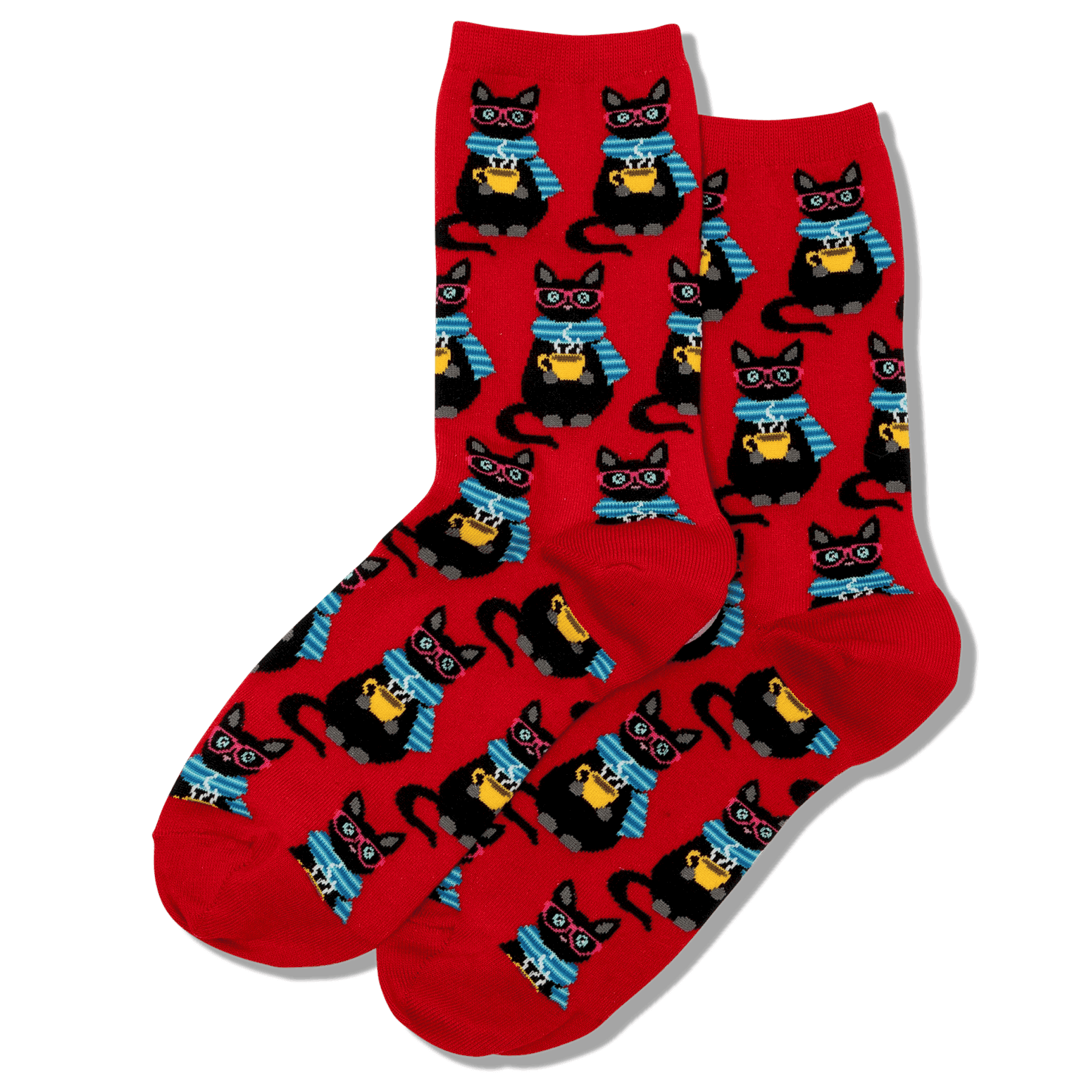 Coffee Cat Socks Women's Crew Socks Johns Crazy Socks