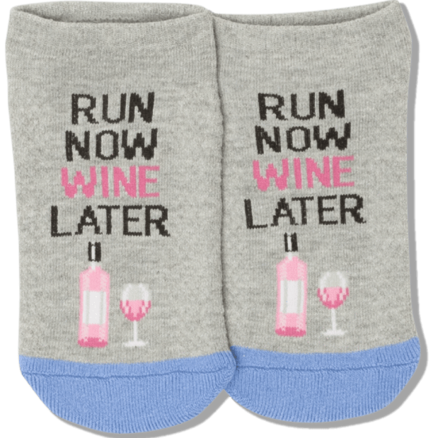 Run Now Wine Later Socks Women's Ankle Sock Grey