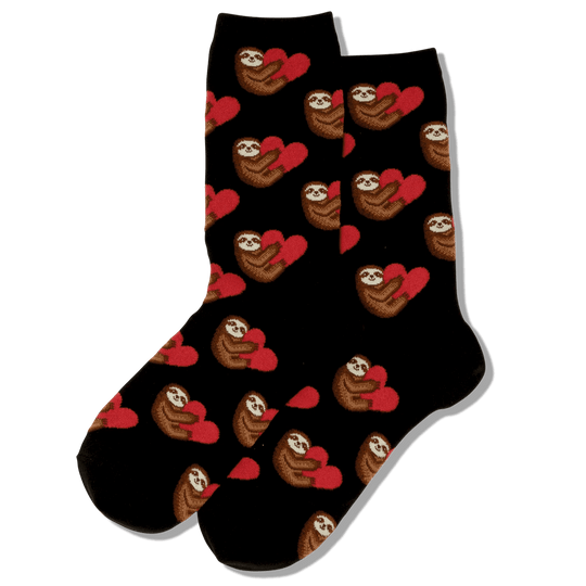 Sloth Love Women's Crew Socks Black