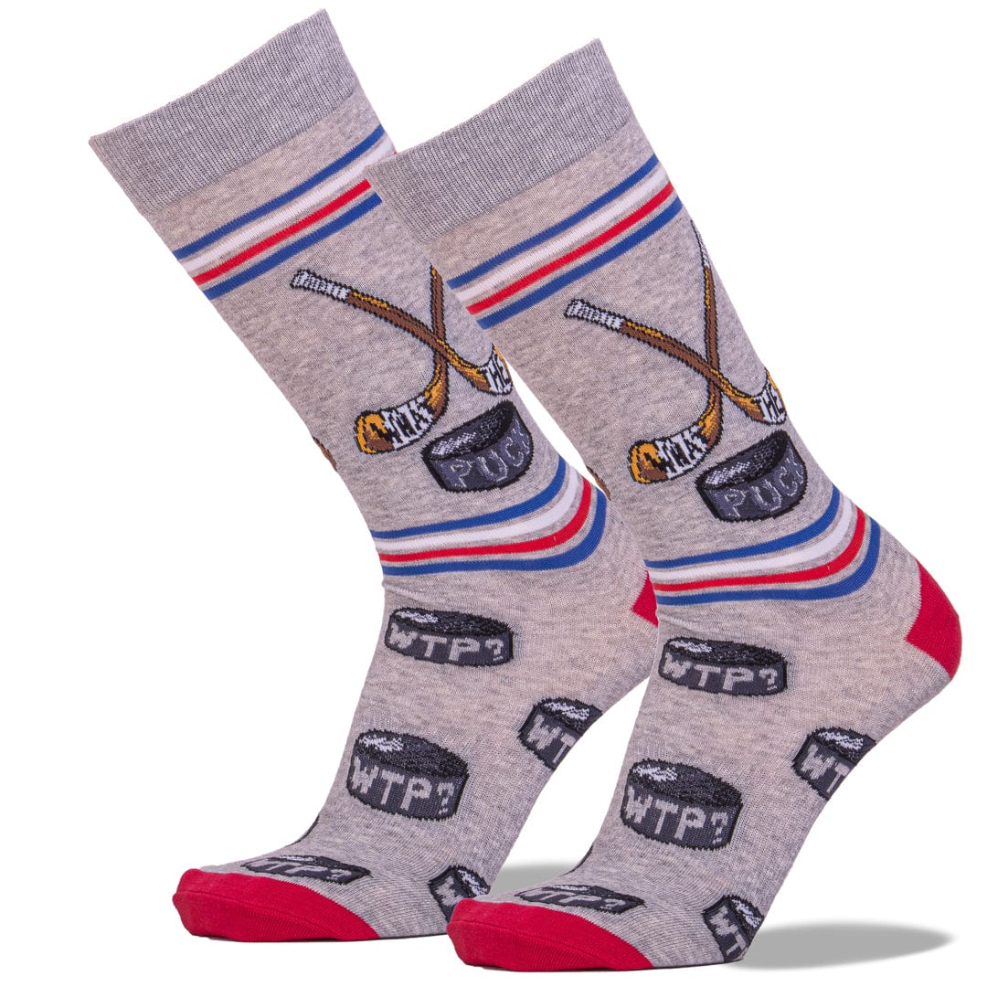 What The Puck Men&#39;s Crew Socks Grey