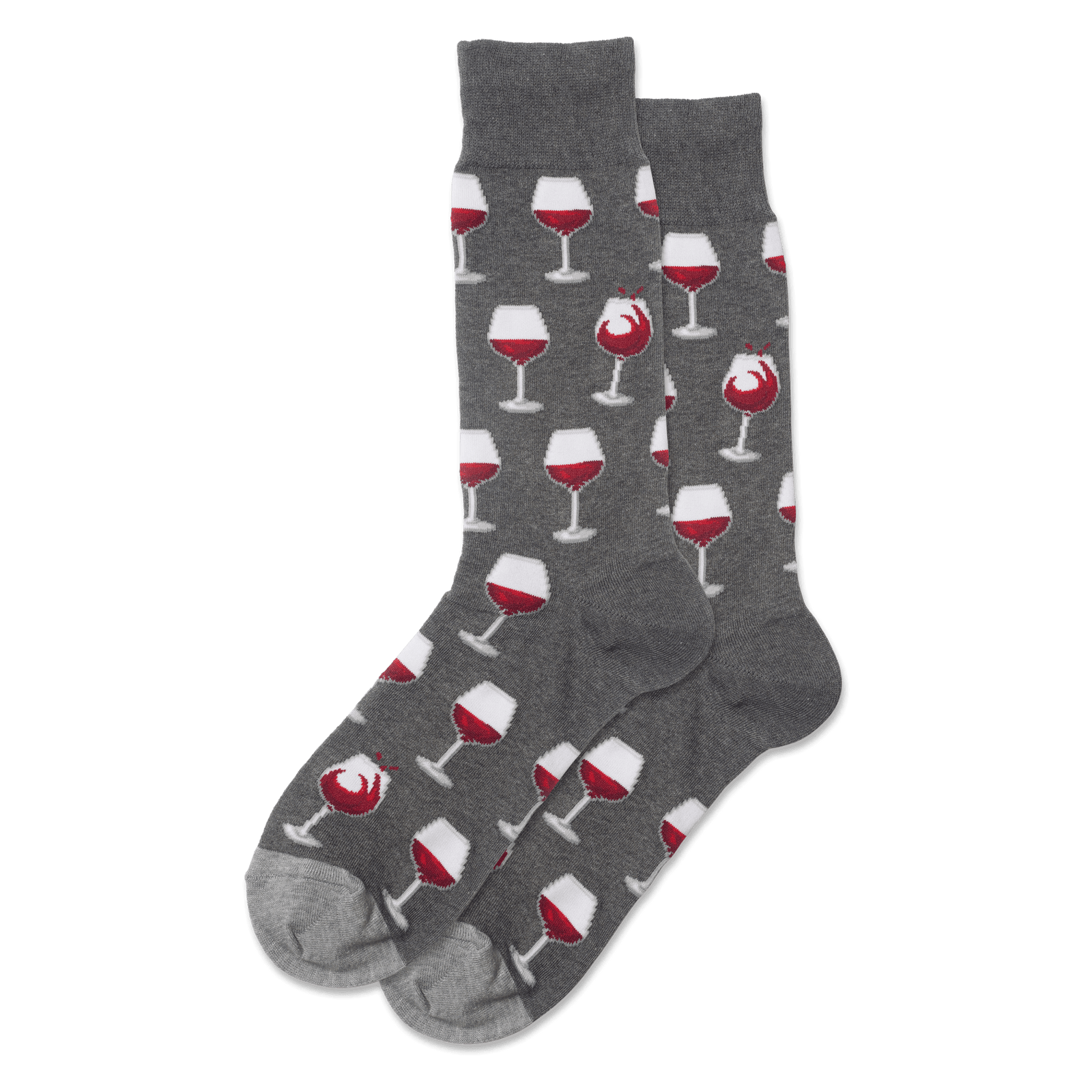 Wine Glass Men's Crew Sock Grey