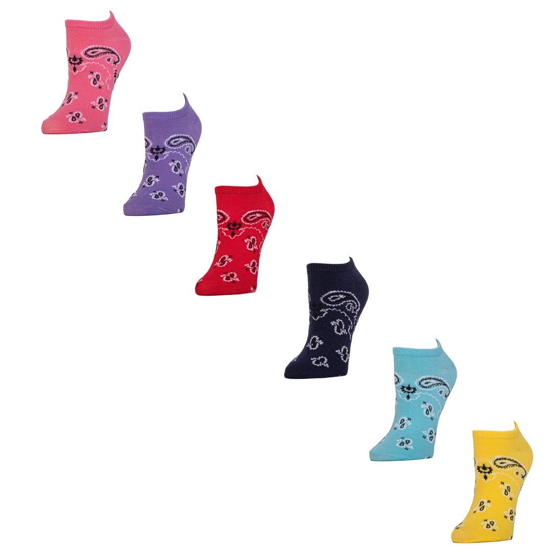 Women's Bandanna No Show 6 Pair Pack Multi