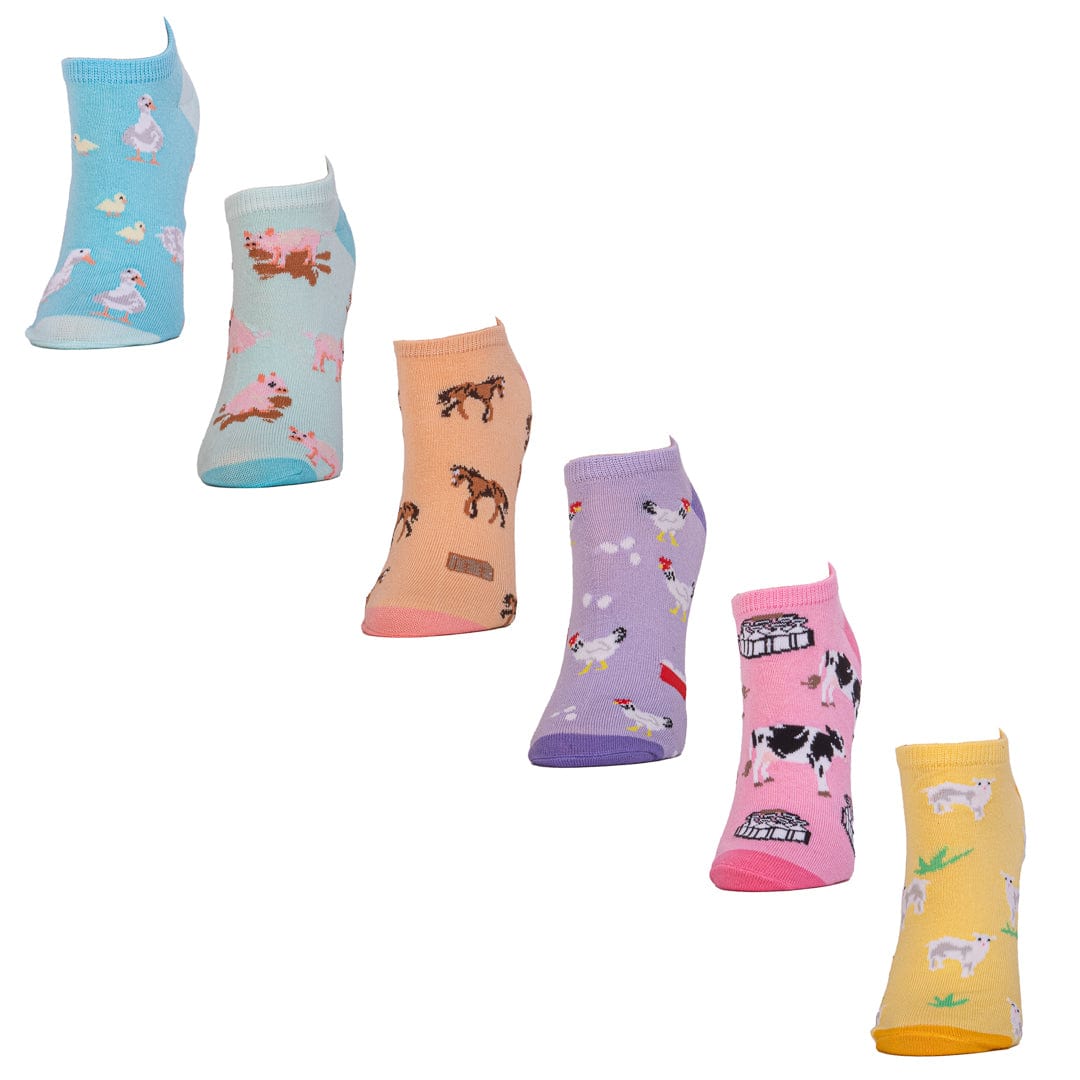 Women's Farm Animals No Show 6 Pair Pack Multi