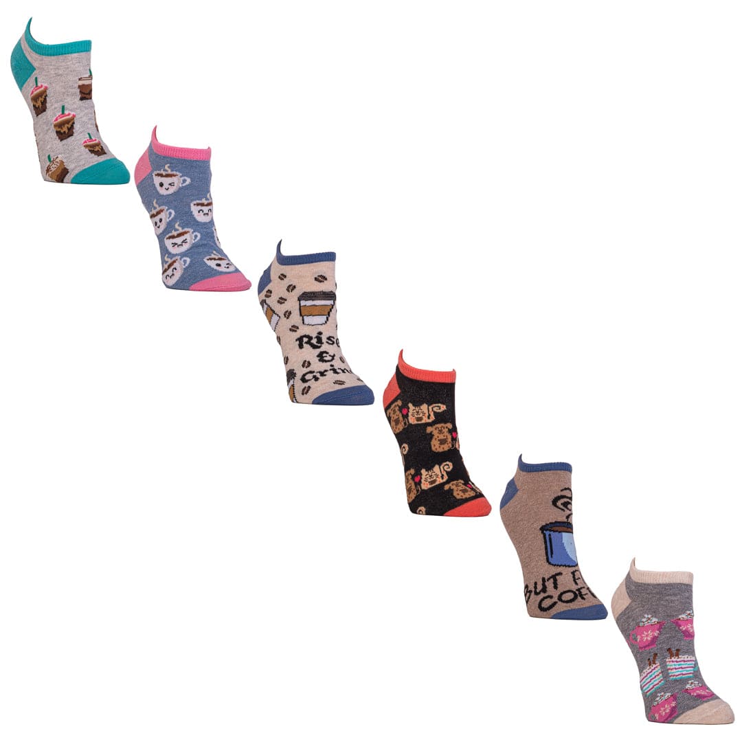 Women&#39;s Rise And Grind Ankle Socks Six Pair Pack Tan / Multi
