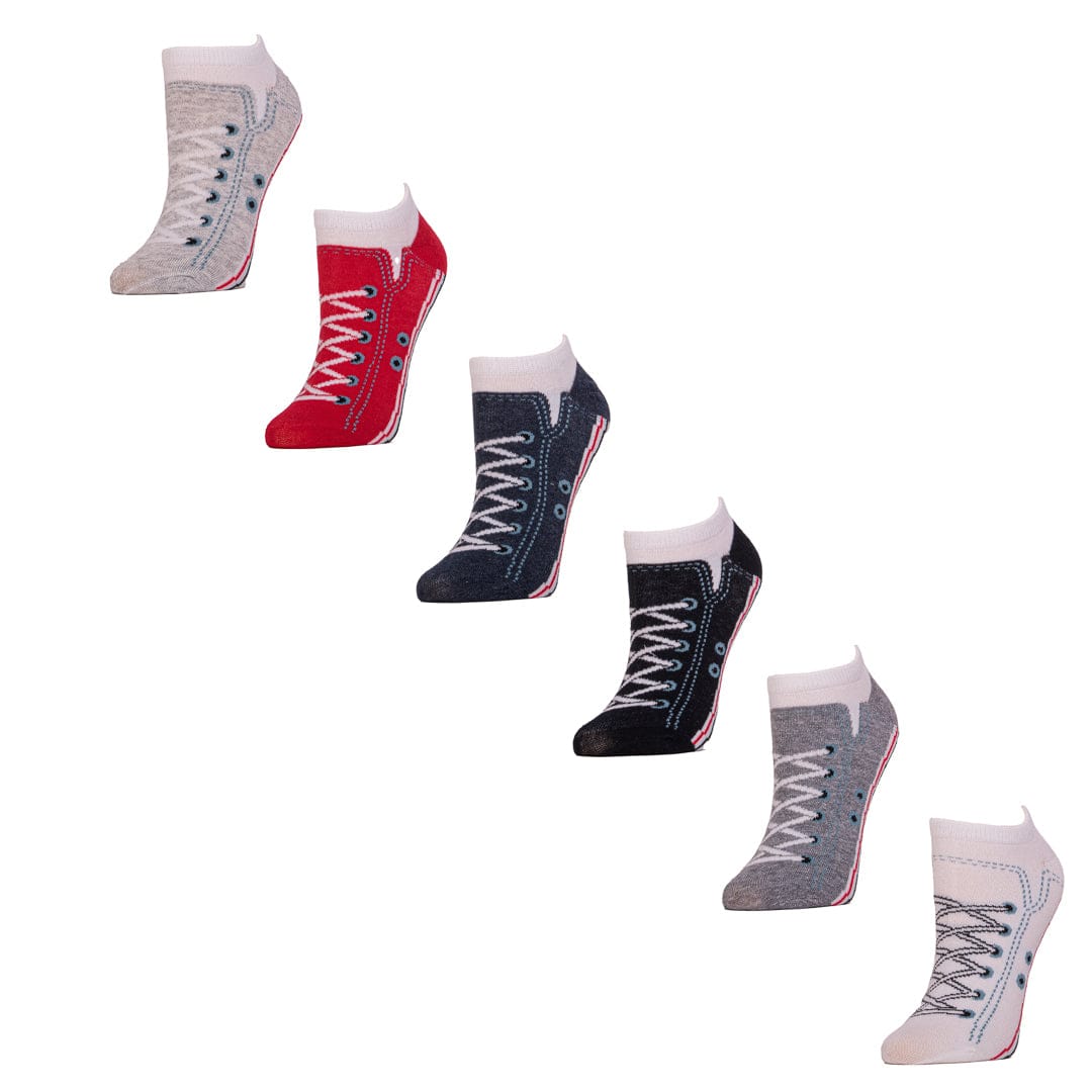 Women&#39;s Sneaker Ankle Sock Six Pair Pack red /white /black