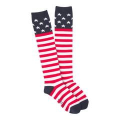 Stars And Stripes Knee High Socks For Women – American Flag Patriotic Crew Socks