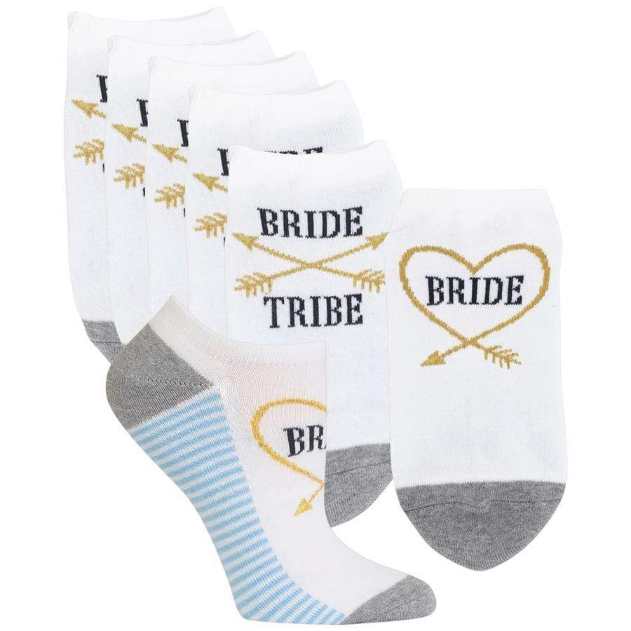Bride Tribe 6 pair Women's Ankle Socks White