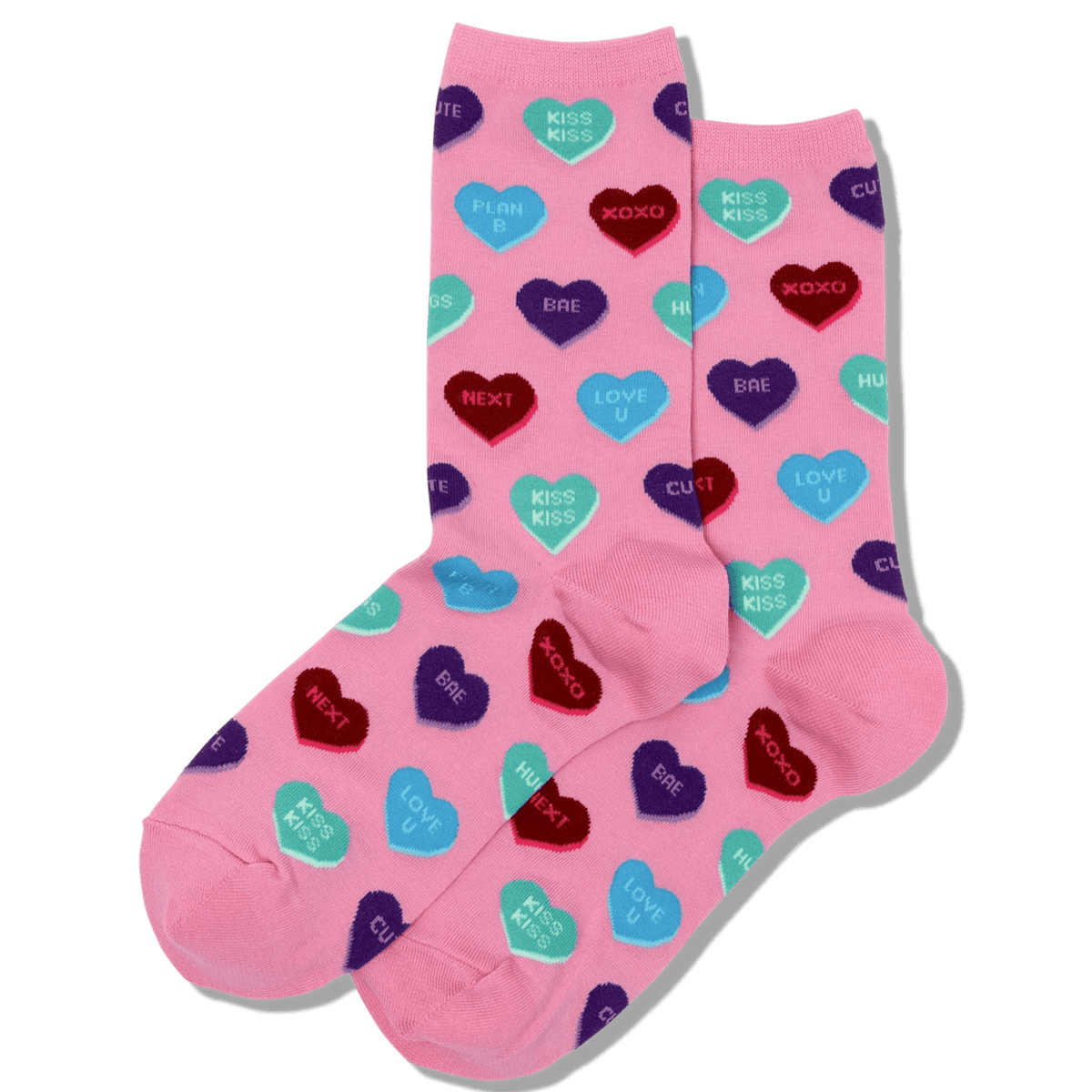 Women&#39;s Candy Heart Crew Sock Pink