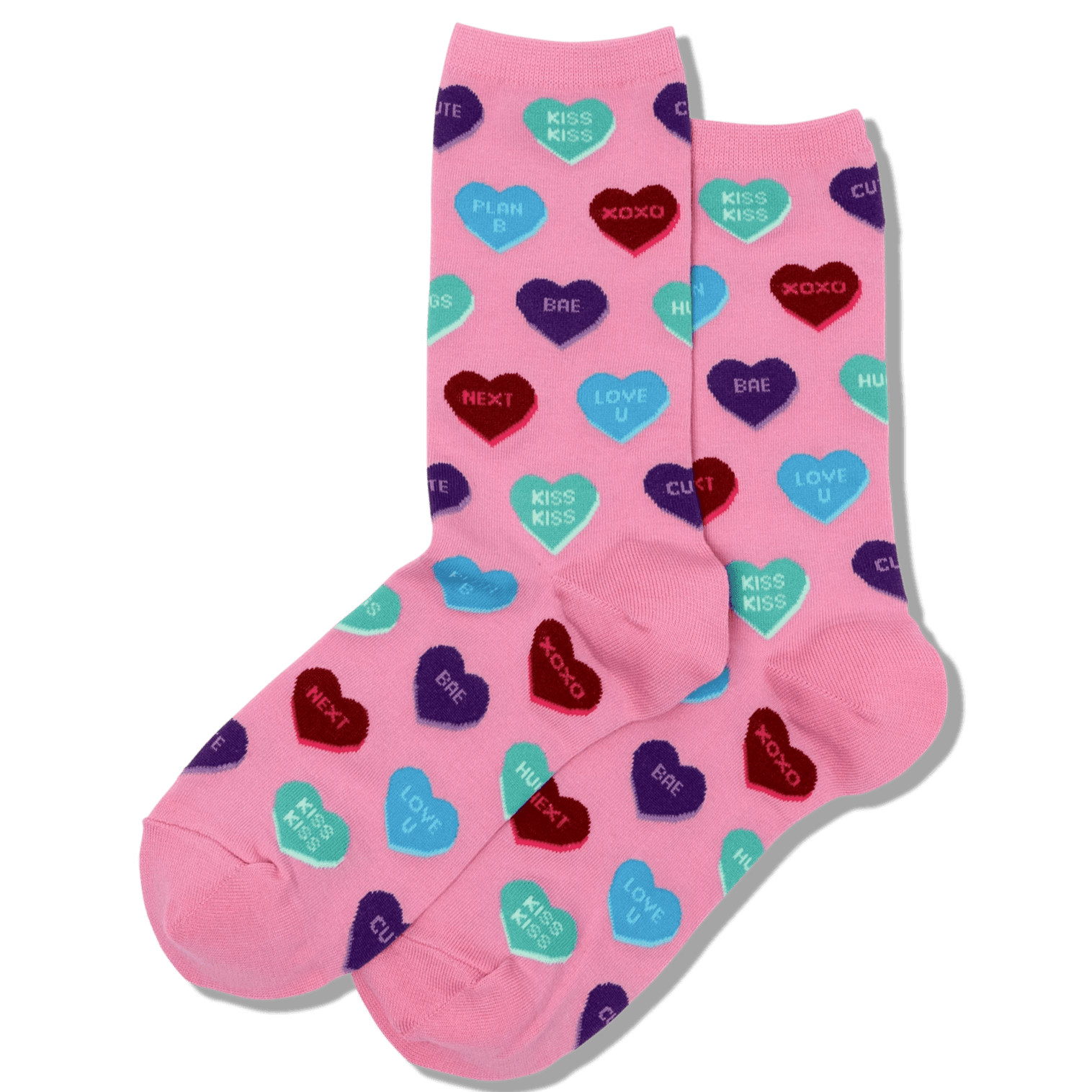 Women's Candy Heart Crew Sock Pink