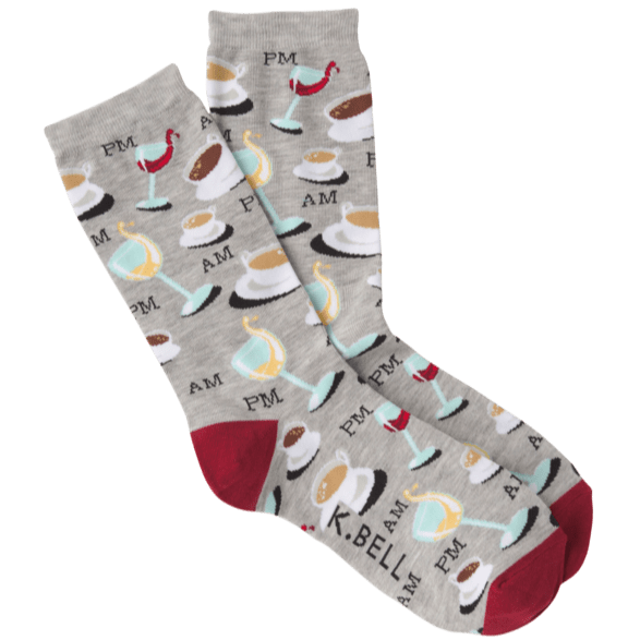 Coffee and Wine Women's Crew Socks Grey