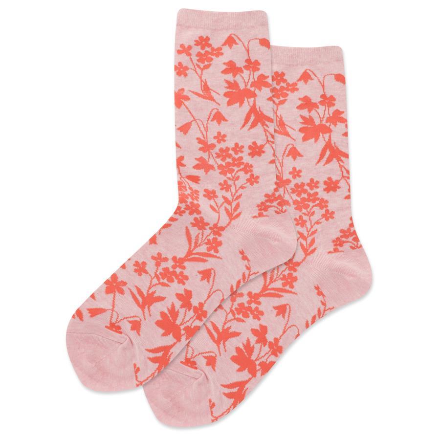 Floral Pattern Women&#39;s Crew Socks Pink