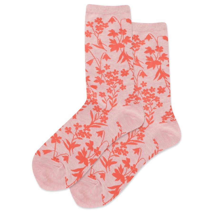 Floral Pattern Women's Crew Socks Pink