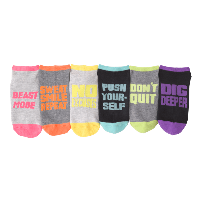 Women&#39;s Get Motivated 6 Pair Pack Ankle Socks Grey