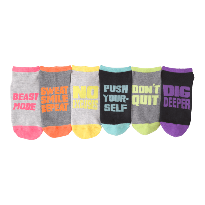 Women's Get Motivated 6 Pair Pack Ankle Socks Grey