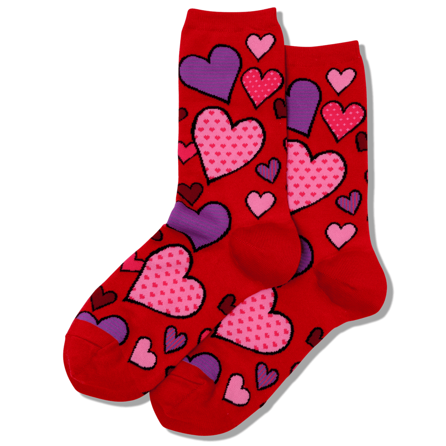 Women's Hearts Crew Sock Red