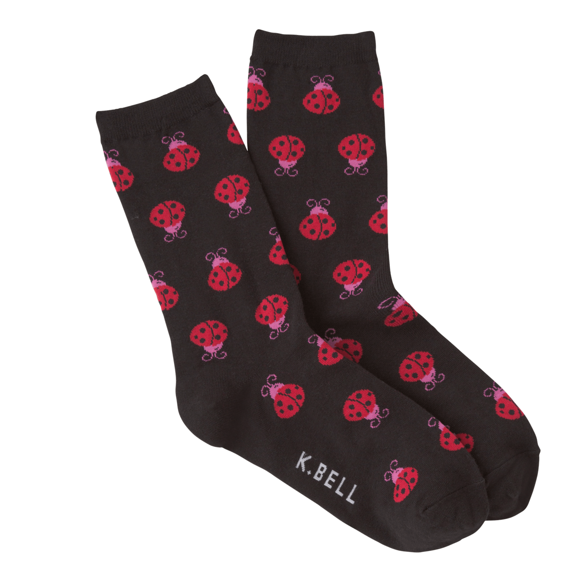 Ladybug Socks Women&#39;s Crew Sock Black