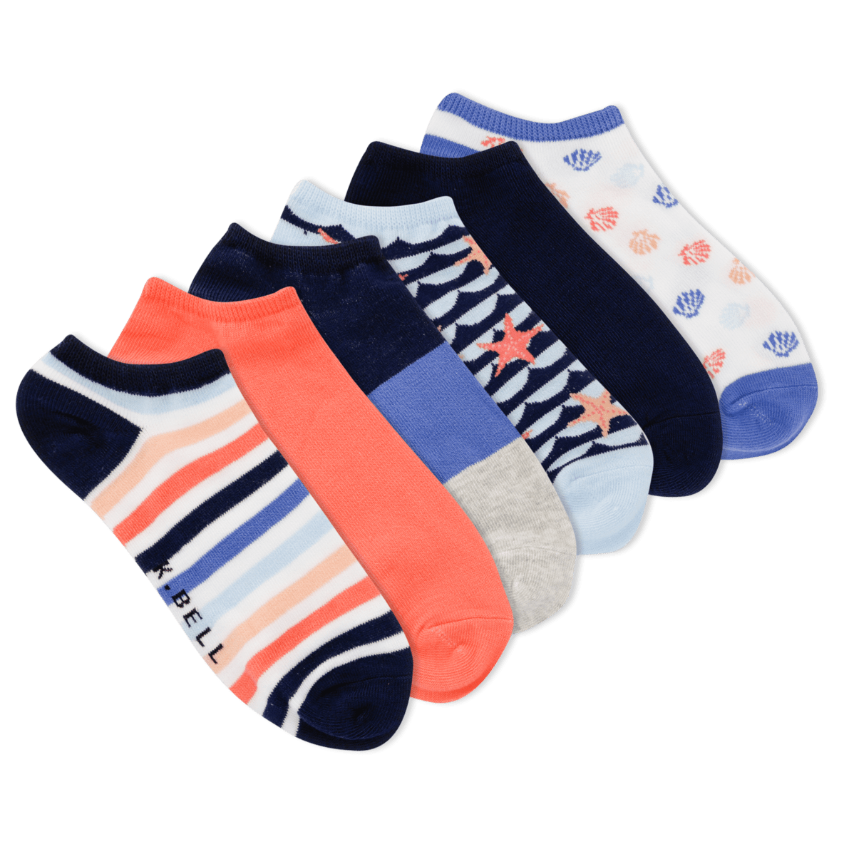 Women&#39;s Nautical Stripe No Show Socks 6 Pair Pack Multi Stripes