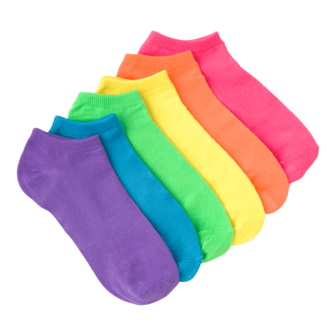 Women's Neon No Show 6 Pair Pack Neon Multi