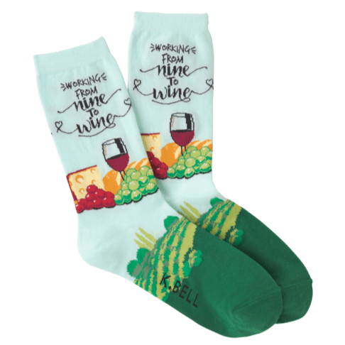 Women's Nine To Wine Crew Socks Blue