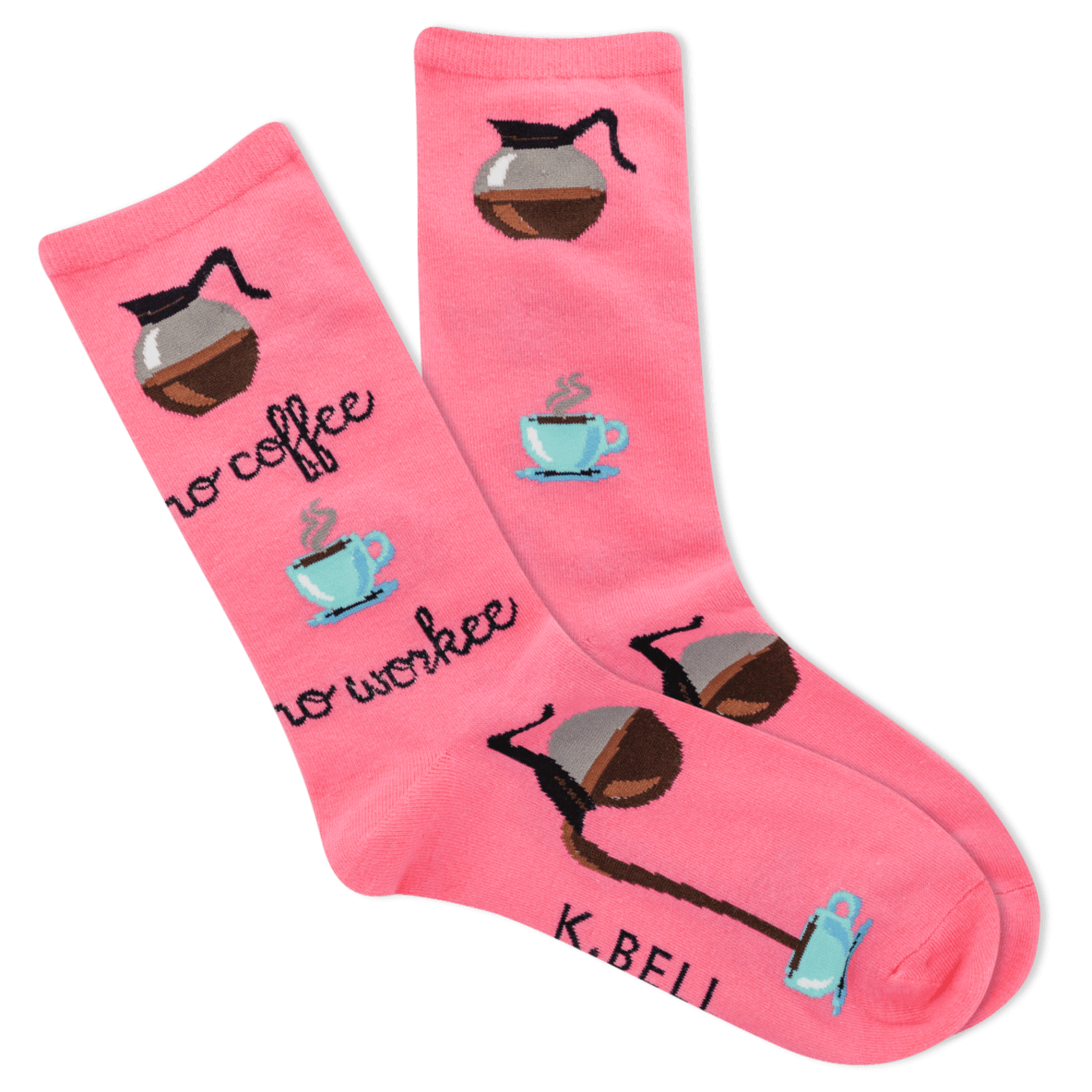 Women's No Coffee No Workee Crew Socks Pink