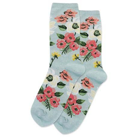 Spring Floral Women&#39;s Crew Sock Mint