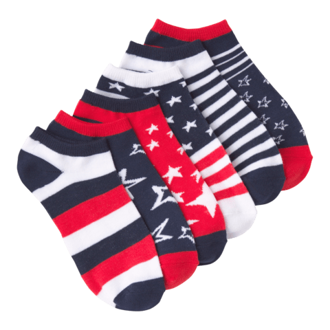 Women&#39;s Stars and Stripes No Show 6 Pair Pack Red / White / Blue