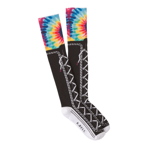 Women's Tie Dye Sneaker Knee High Socks Black Tie Dye