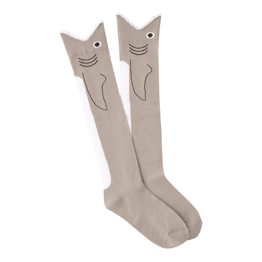 Wide Mouth Shark Socks Women's Knee High Sock Grey