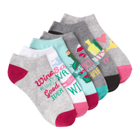 Women&#39;s Wine Time No Show 6 Pair Pack Grey / White