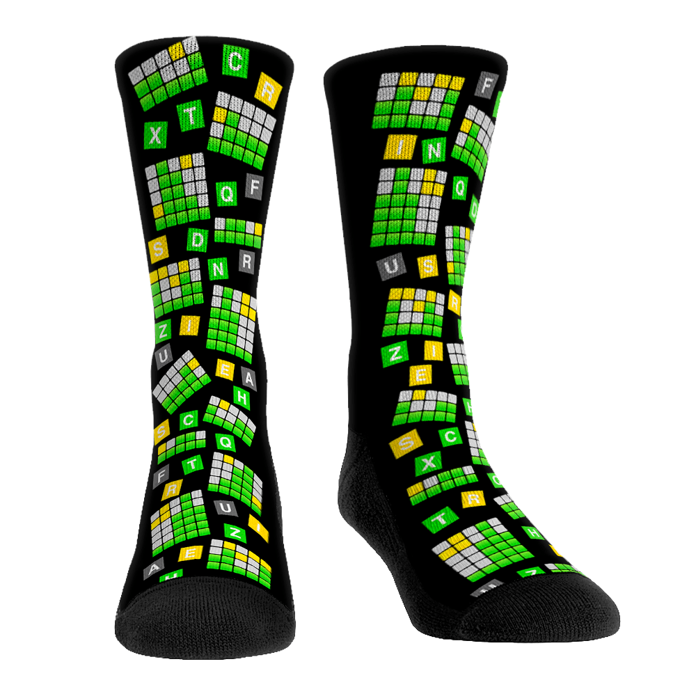 Word Game Men's Crew Socks Black