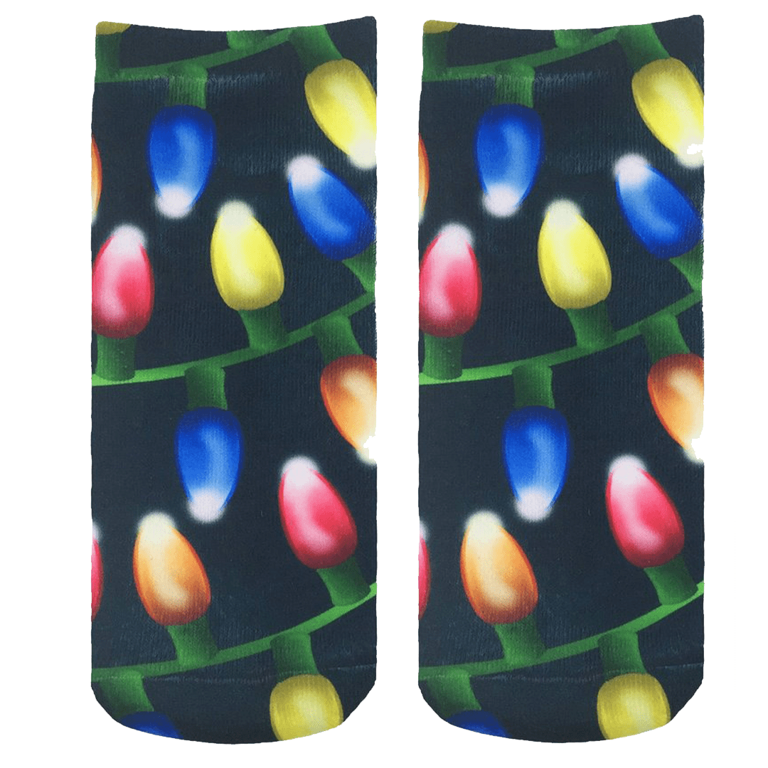 Xmas Lights Ankle Socks Black