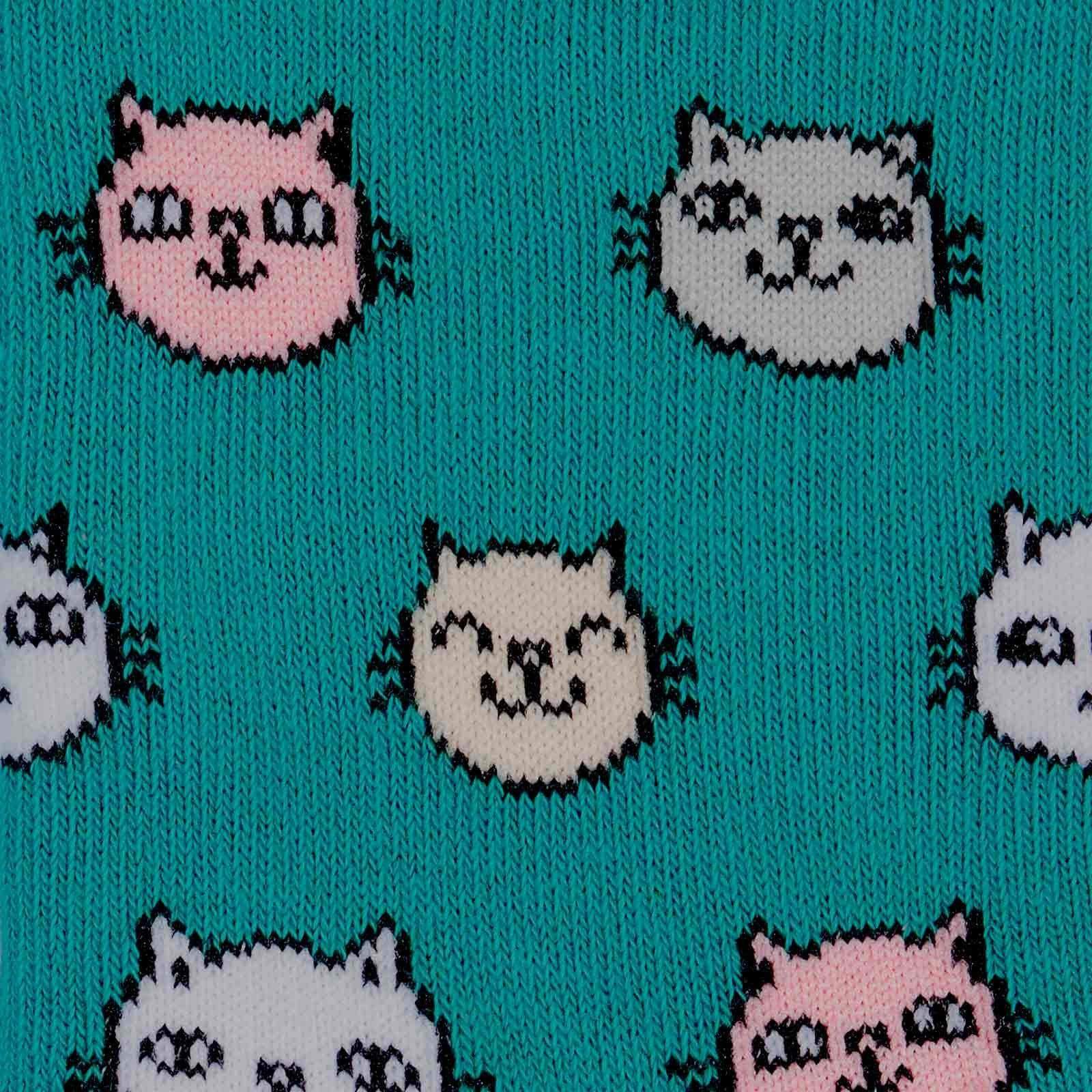 Feline Fine Youth Crew Socks Teal