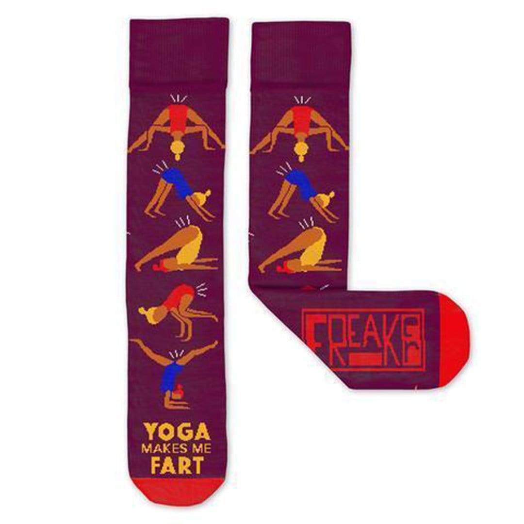 Yoga Makes Me Fart Socks Unisex Crew Sock red