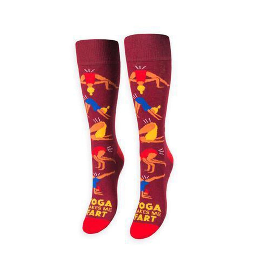 Yoga Makes Me Fart Socks Unisex Crew Sock red