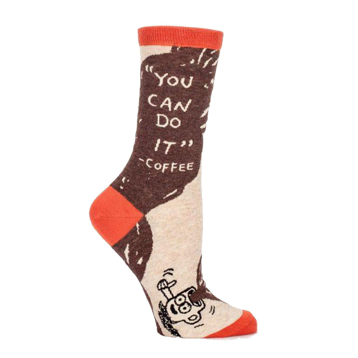 You Can Do It, Coffee Socks Women&#39;s Crew Sock tan